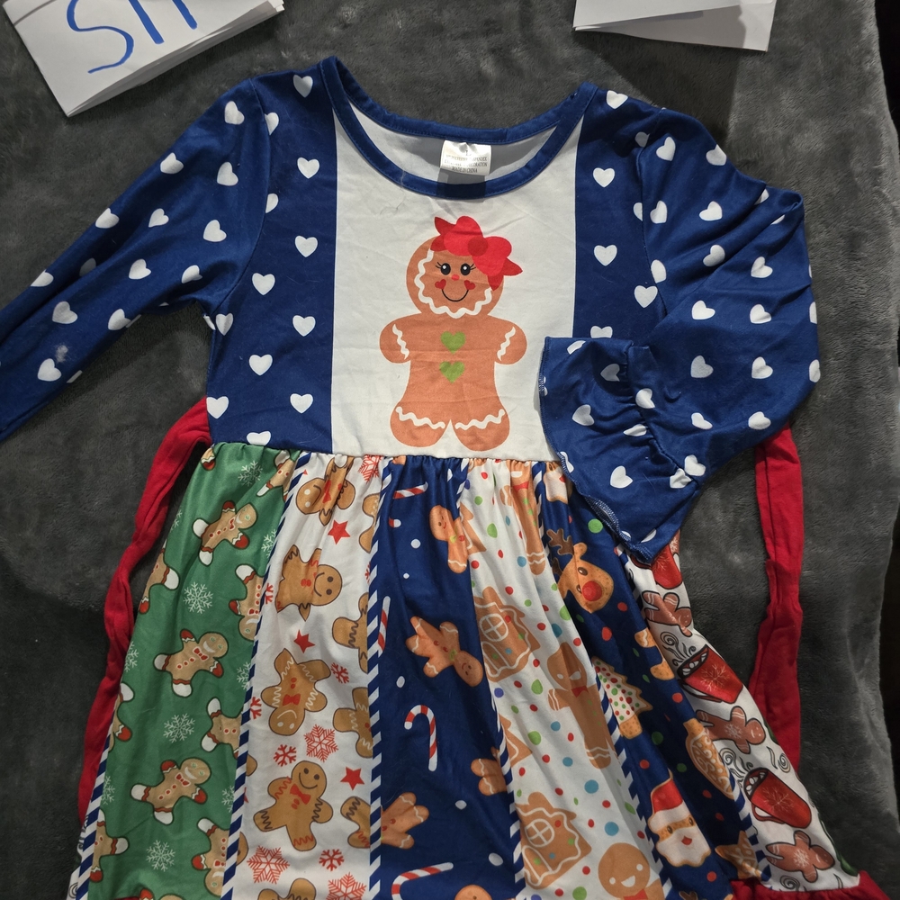 Festive Gingerbread Dress with Heart Pattern